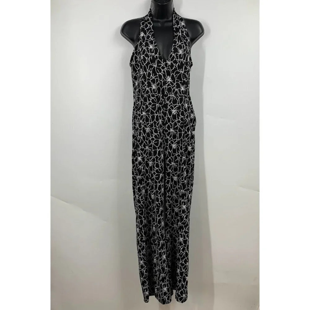 Free People Women's Black‎ Motif Halter Top Sleeveless Jumpsuit Size M
